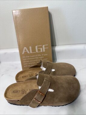 ALGF Suede Slip-On Clogs in Light Brown
